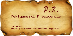 Peklyanszki Kreszcencia névjegykártya